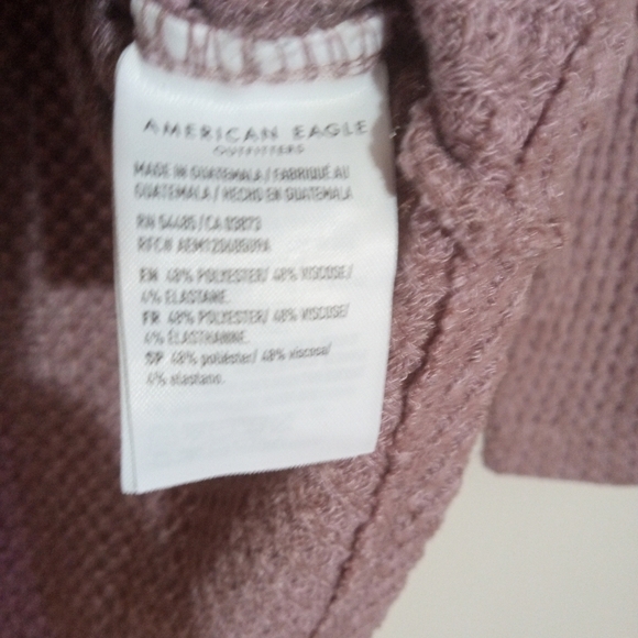 AEO soft and sexy plush scoop neck raglan waffle top women's size xsmall - Picture 6 of 8